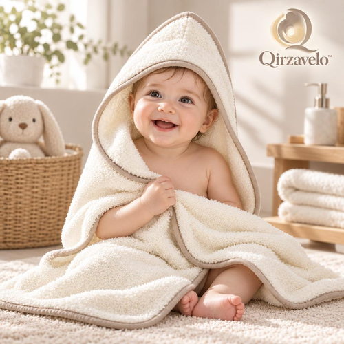 Qirzavelo CuddleCloud Hooded Baby Towel lifestyle