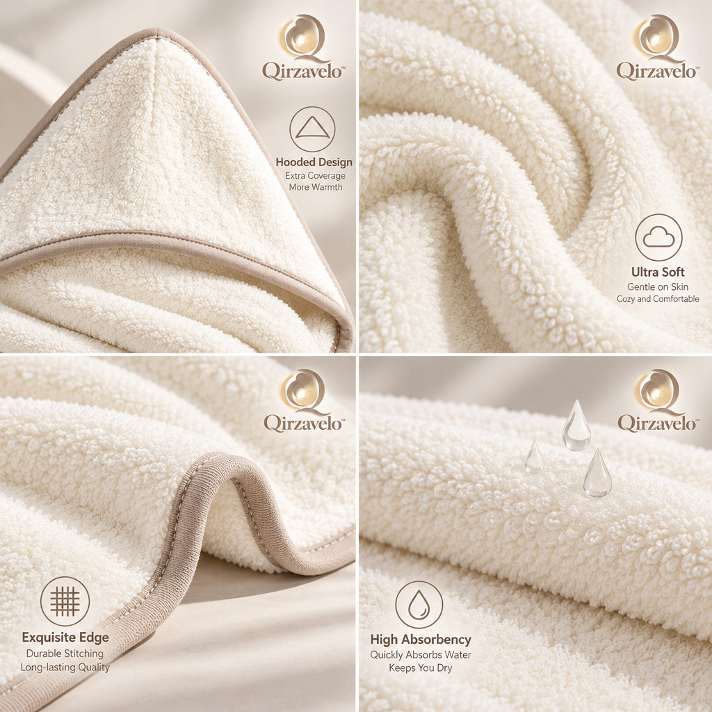 Qirzavelo CuddleCloud Hooded Baby Towel details