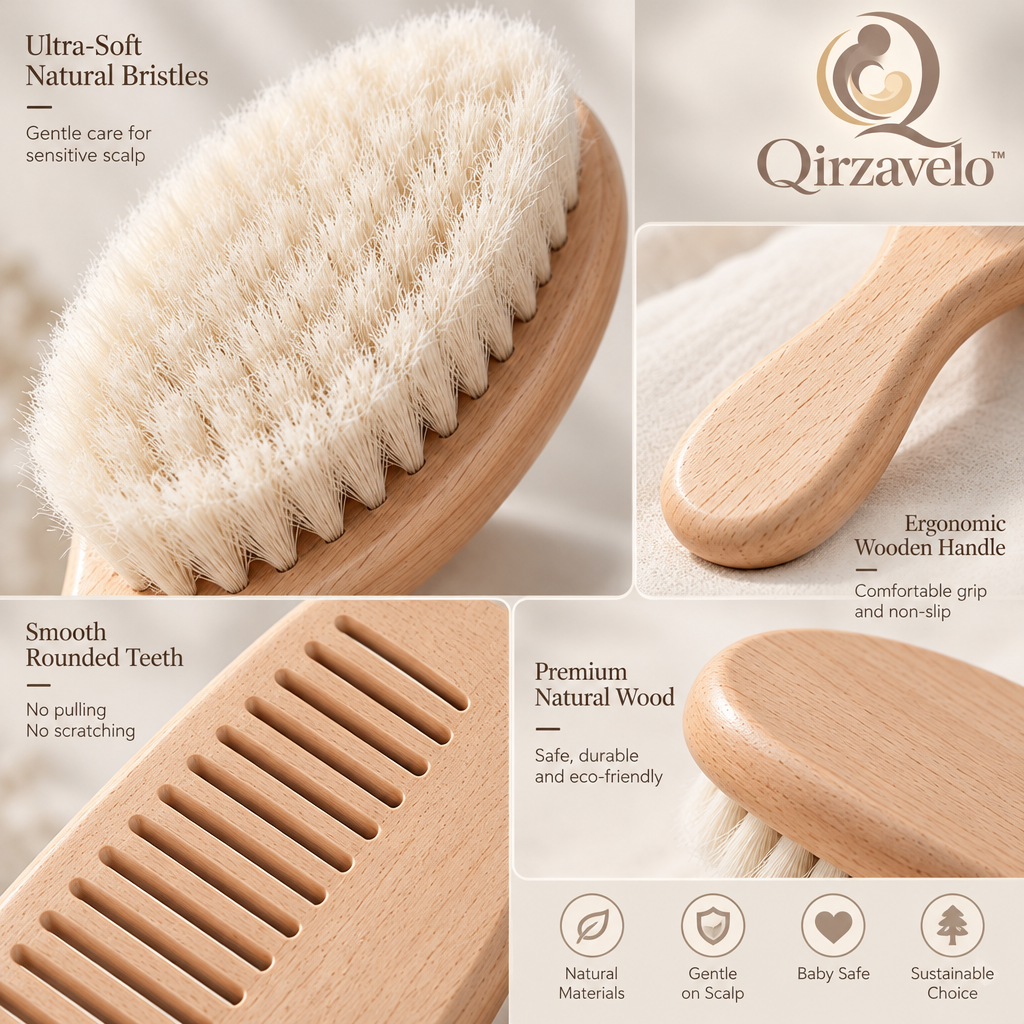 Qirzavelo GentleBloom Baby Brush & Comb Set details