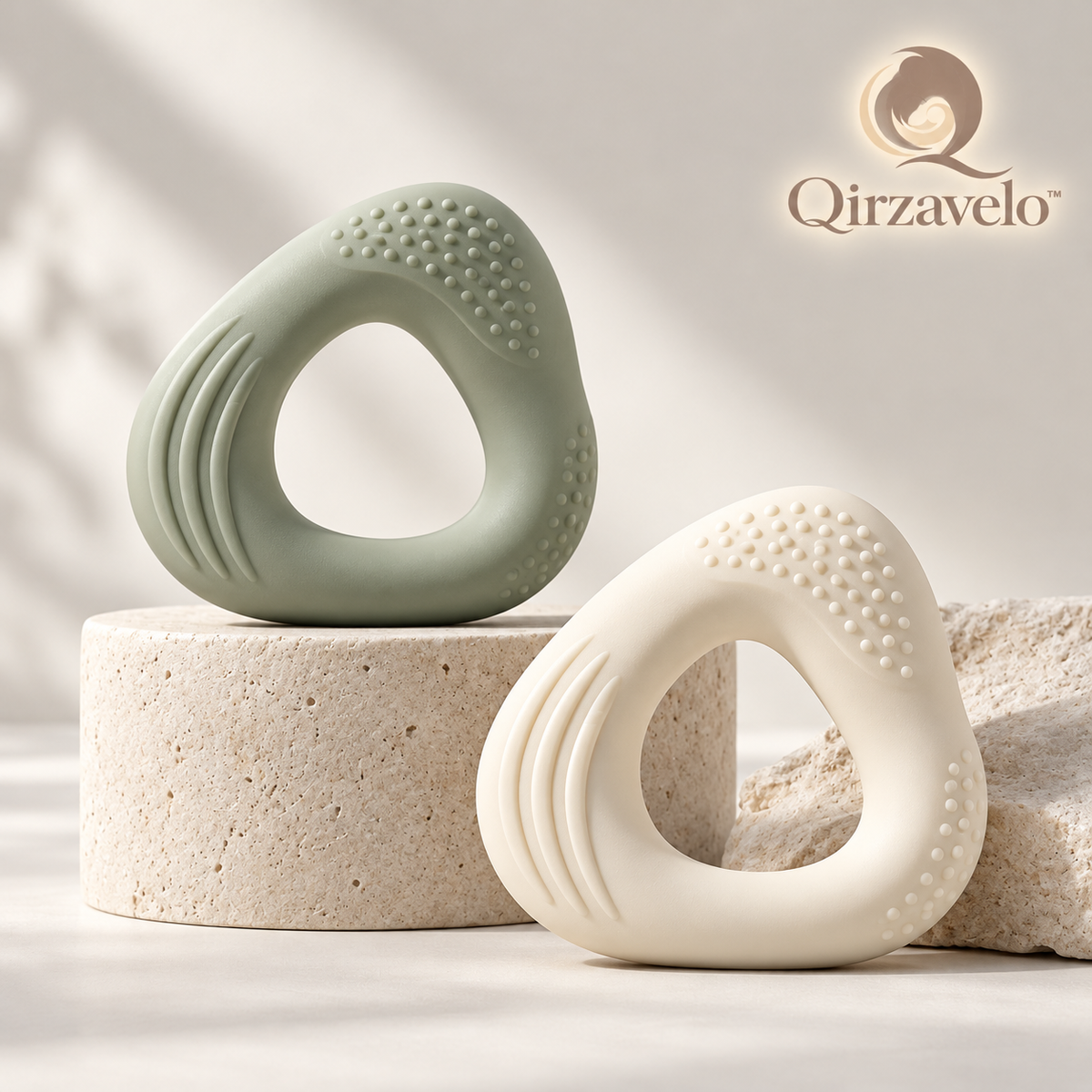 Qirzavelo PebbleGrip Silicone Teethers, Set of 2 main view