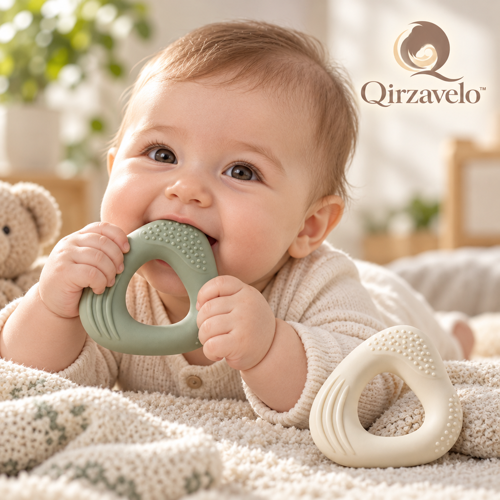 Qirzavelo PebbleGrip Silicone Teethers, Set of 2 lifestyle
