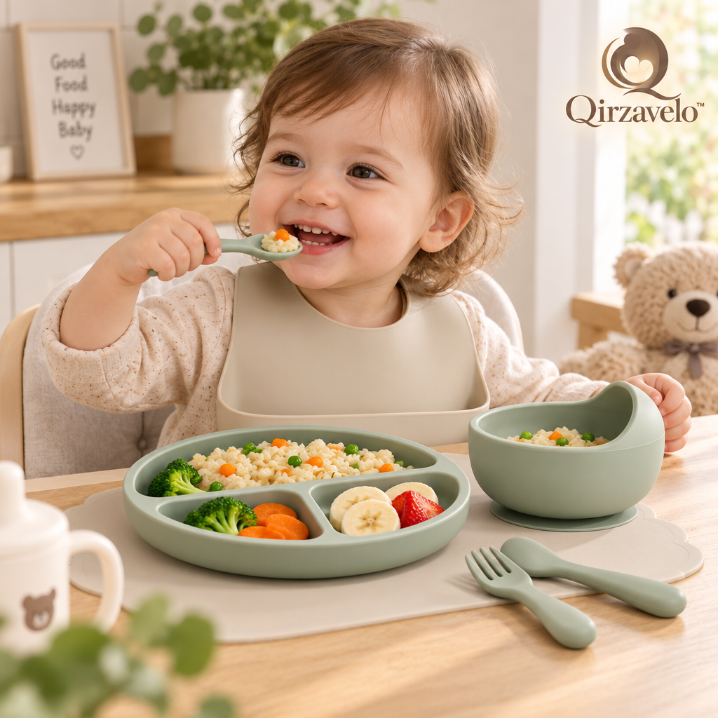 Qirzavelo TinyTable Silicone Feeding Set lifestyle