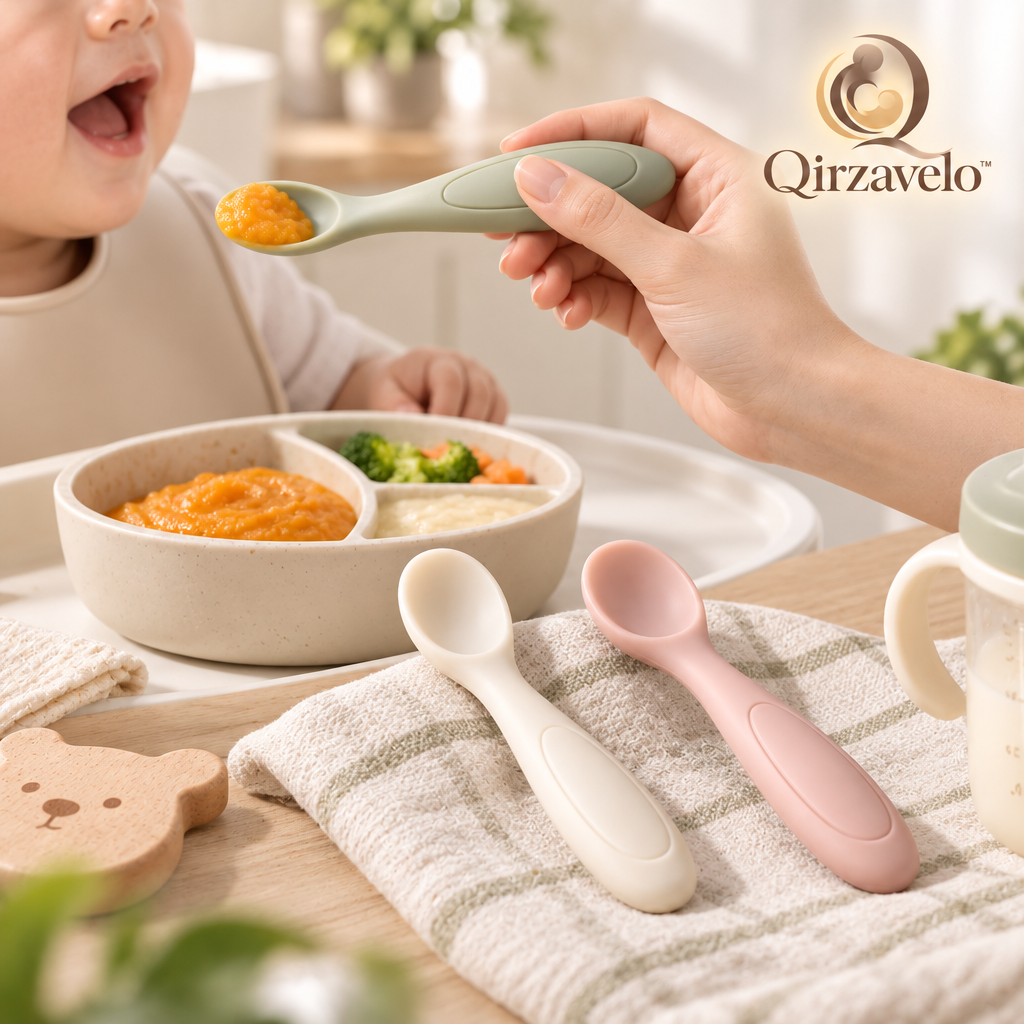 Qirzavelo SoftScoop Baby Spoons, Set of 3 lifestyle