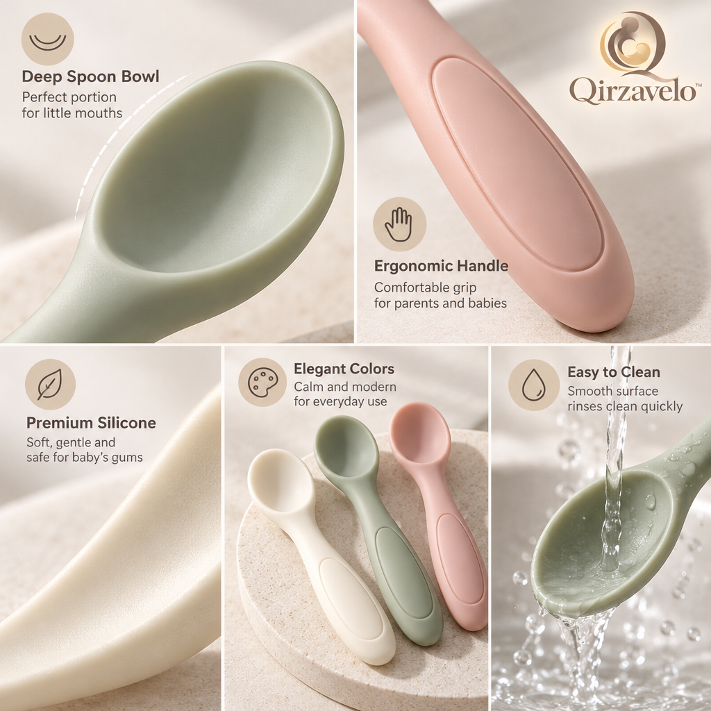 Qirzavelo SoftScoop Baby Spoons, Set of 3 details