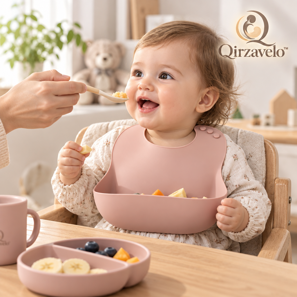 Qirzavelo PetalSoft Silicone Bibs, Set of 2 lifestyle