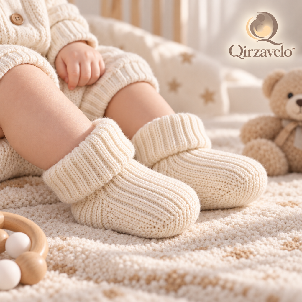 Qirzavelo CozyRib Knit Baby Booties lifestyle