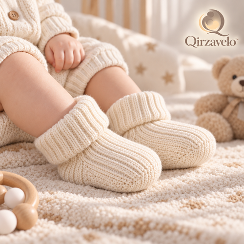 Qirzavelo CozyRib Knit Baby Booties lifestyle